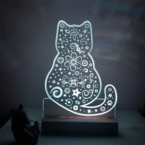 Ornamental LED Light White Cat - Pups And Pets