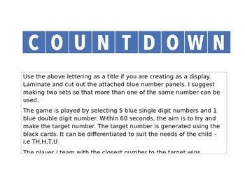 countdown game numbers by unique classrooms | Teachers Pay Teachers