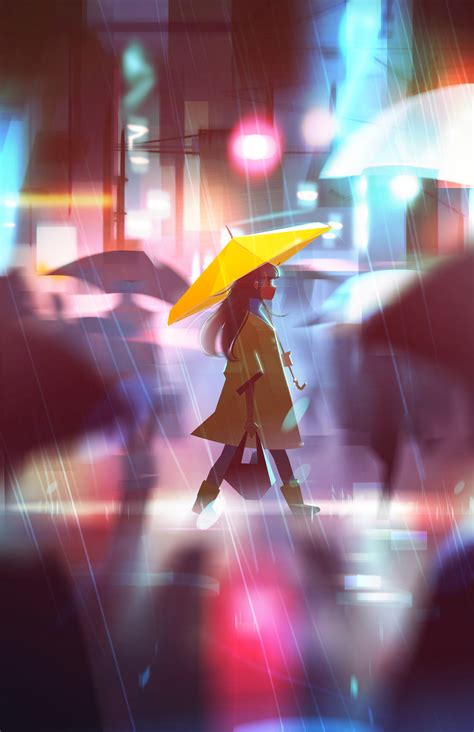 Jenny Yu | Illustration — Rainy Streets | Rain art, Disney art of animation, Animation art