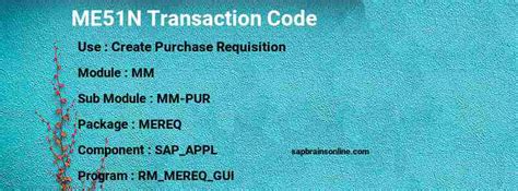 ME51N SAP tcode for - Create Purchase Requisition