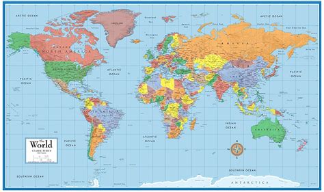 [Download] 24x36 World Classic Wall Map Poster Paper Folded, By: unknown in 2020 | Map murals ...