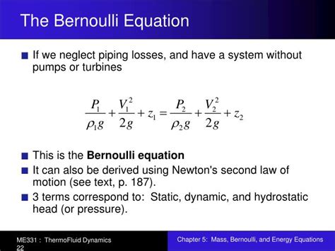 PPT - Chapter 5: Mass, Bernoulli, and Energy Equations PowerPoint Presentation - ID:434592