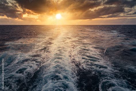 Sunset behind cruise ship Stock Photo | Adobe Stock