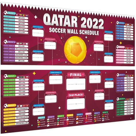 Buy Qatar 2022 World Soccer Game Wall Chart Schedule Home Office Bar ...