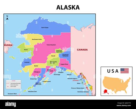 Alaska political map capital juneau Cut Out Stock Images & Pictures - Alamy