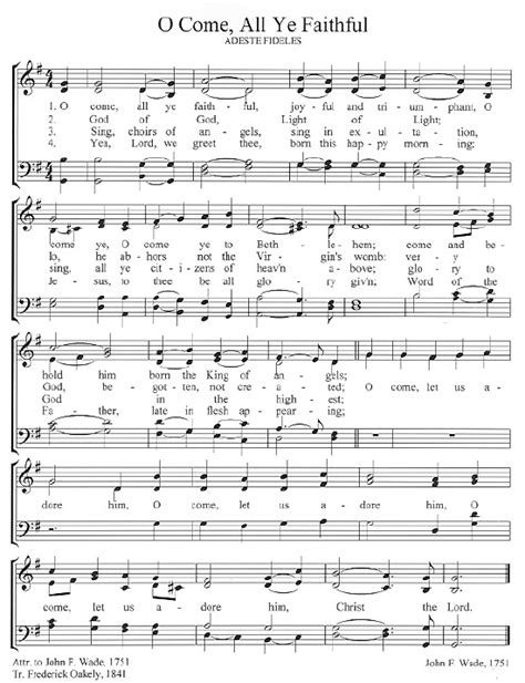 O Come All Ye Faithful Lyrics Printable - Printable Templates