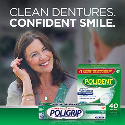 Polident Overnight Whitening Antibacterial Denture Cleanser Effervescent Tablets, 40 count ...