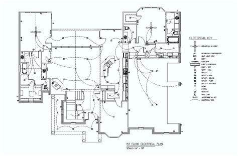 Black and White Electrical Plan with Key