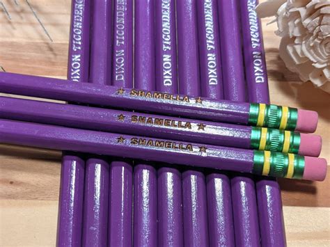 ALL PURPLE Personalized Pencils Ticonderoga Pre-sharpened Engraved Custom Pencils 2 Ships Fast 4 ...