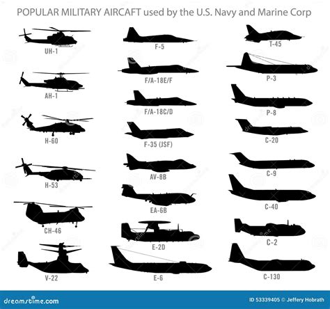 Modern Military Aircraft Silhouettes Stock Vector - Image: 53339405