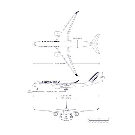 Airbus A350-900 Blueprint - Download free blueprint for 3D modeling