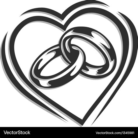 Wedding ring in heart Royalty Free Vector Image