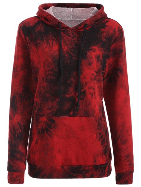 [41% OFF] 2021 Fit Tie Dye Hoodie In DEEP RED | DressLily