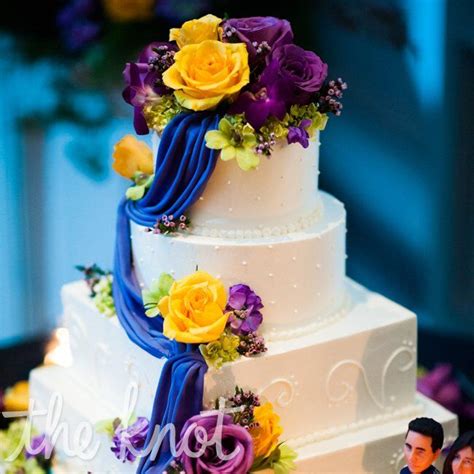 Purple and Yellow Wedding Cake