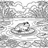 Leap Into Fun With Our Frog Lily Pad Pond Coloring Page  Wildlife sketch template