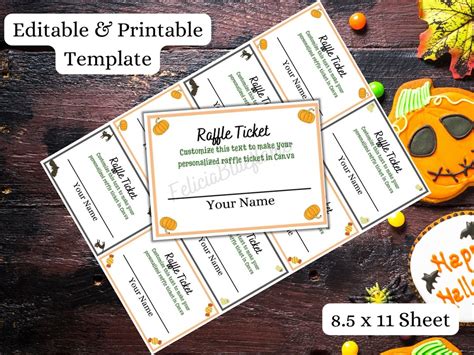 Raffle Ticket Template, Halloween Raffle Ticket, DIY Raffle Ticket ...