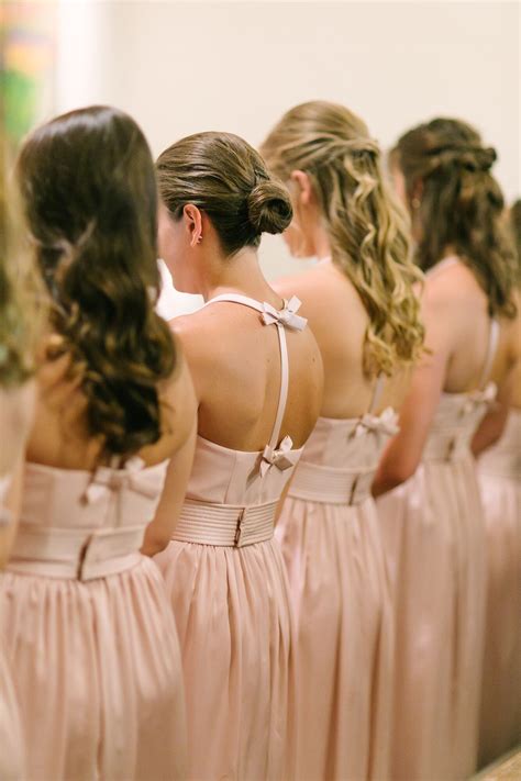 Blush Bow-Back Bridesmaid Dresses