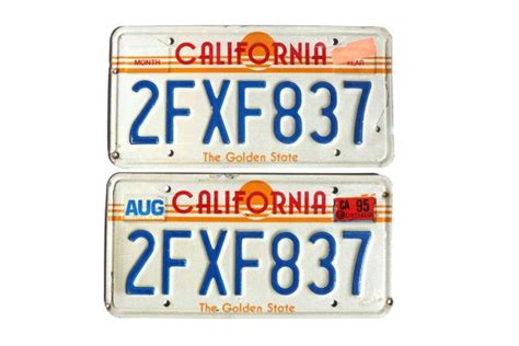 Set of California License Plates/Sunset Image/White & Blue/Matching ...