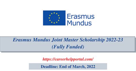 Erasmus Mundus Joint Master Scholarship 2022-23 (Fully Funded) - Career ...