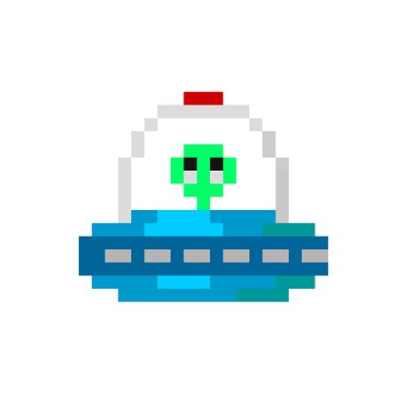 Pixel UFO Ship with green alien Digital art NFT card created by ELY M ...