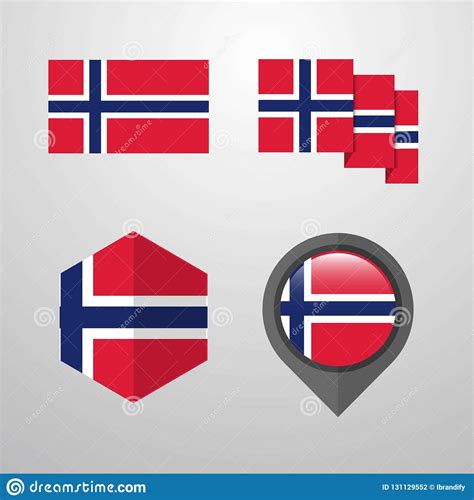 Norway Flag Design Set Vector Stock Vector - Illustration of icon, style: 131129552