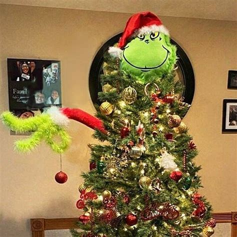 Grinch Christmas Decorations Furry Green Grinch Arm Ornament Holder Tree Sets Christmas Tree ...