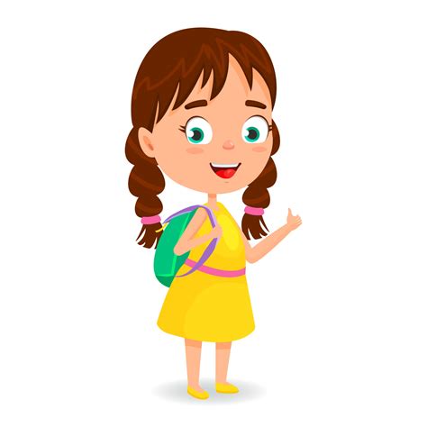 Schoolgirl with backpack is going back to school. School time. Cute ...