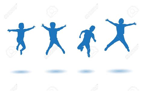 Happy kids jumping isolated Boys jumping silhouette children ...