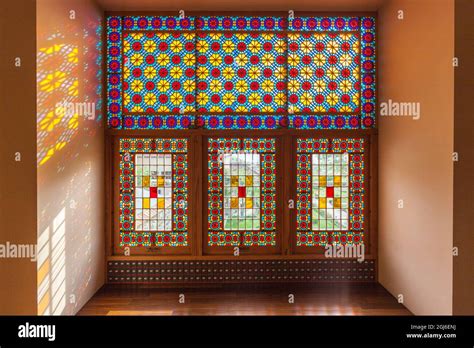 Azerbaijan, Sheki. Winter Palace, 18th century, traditional stained glass window Stock Photo - Alamy