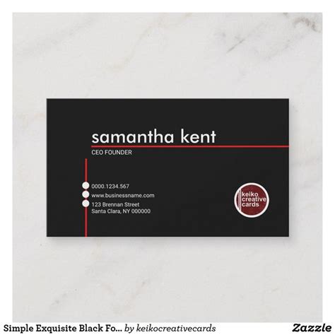 Simple Exquisite Black Founder CEO Business Card | Zazzle | Ceo business card, Business card ...