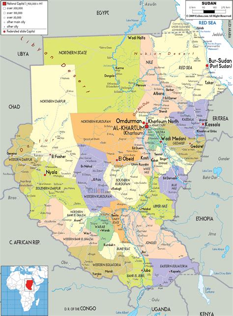 Detailed Political Map of Sudan - Ezilon Maps