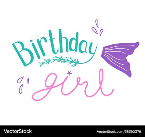 Mermaid birthday girl Royalty Free Vector Image