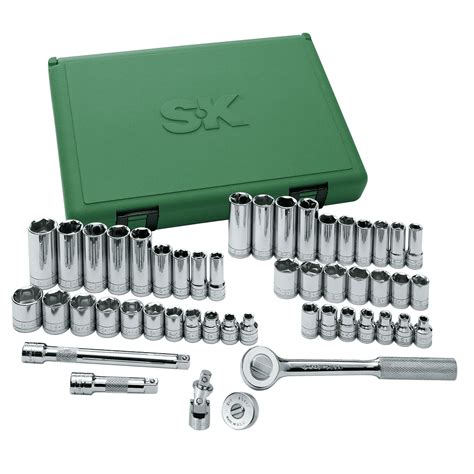 SK 94549 Fractional Socket Set - 3/8-In. Drive 6 Point Metric Tools, 49-Piece Plastic Socket ...