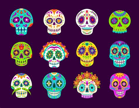 Dia de los muertos mexican calavera sugar skulls 27383399 Vector Art at ...