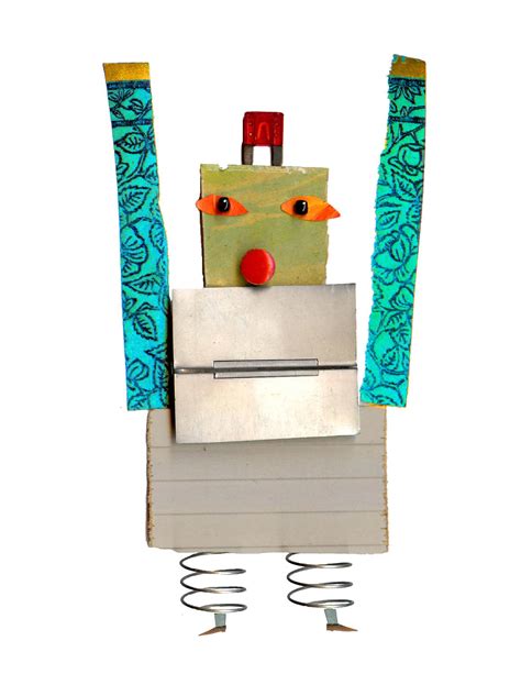 robot 2 cut paper robot mixed media robot print by susanfarrington