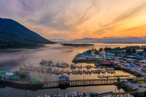 Over Petersburg Alaska Marina Sunrise