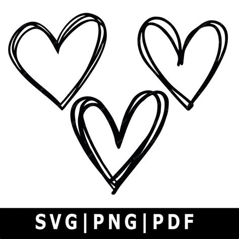 Valentines Day svg Cricut svg Sketch Heart svg hand drawn heart svg Silhouette svg Doodle Heart ...