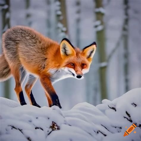 Fox in snowy forest on Craiyon