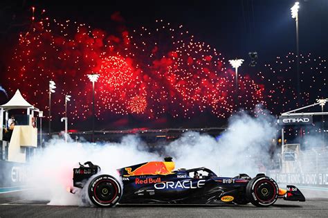 Max Verstappen (Red Bull Racing RB19) doing donuts after the 2023 Abu ...