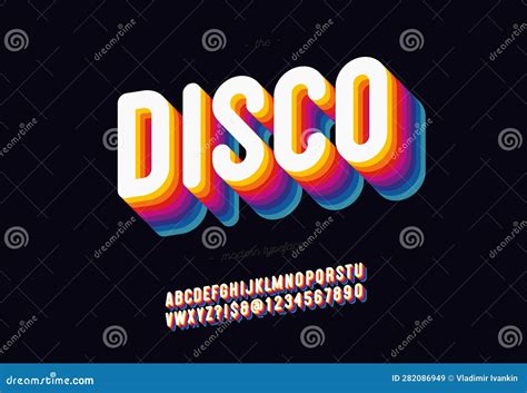 Vector 3d Disco Font Bold Style Modern Typography Stock Vector ...