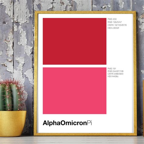 Alpha Omicron Pi Color Swatch Unframed Minimalist Print | Etsy