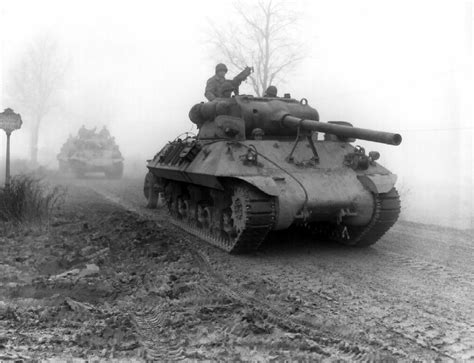 American M36 tank destroyers during Battle of the Bulge during World ...