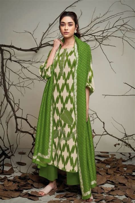 Ganga Inez S2169A - Premium Cotton Silk Printed With Embroidery Suit ...