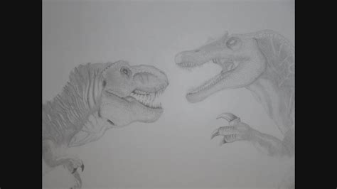 Jurassic Park: T-Rex vs. Spinosaurus - Finished Drawing - YouTube