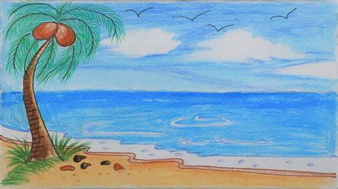 Simple Beach Scene Drawing