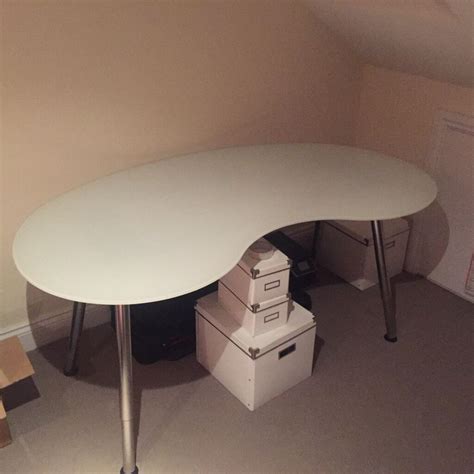 IKEA Desk - White Curved Glass Top | in Canada Water, London | Gumtree