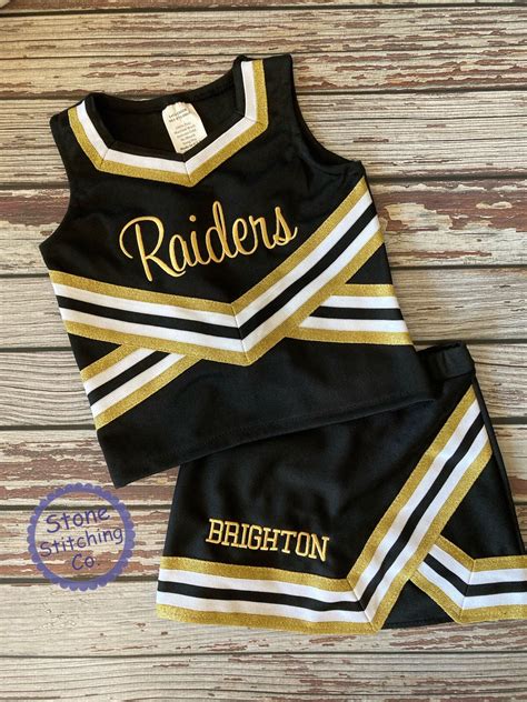 Gold & Black Cheer Uniform, Customized Cheerleading Uniform, Girls Cheer Uniform, Panthers Cheer ...