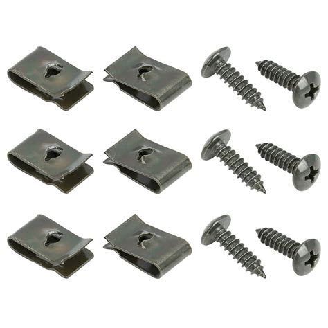 100 Set 4.2x16mm U Clip Screw Assortment Car Clips Fasteners with Screws for Securing Wires and ...