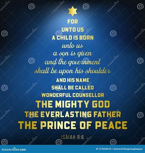 Bible Verse from Isaiah 9:6 about Jesus Christ , a Child is Born Stock Vector - Illustration of ...