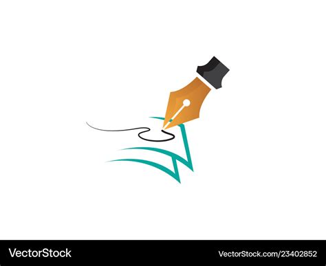 Feather pen writing on papers logo design Vector Image